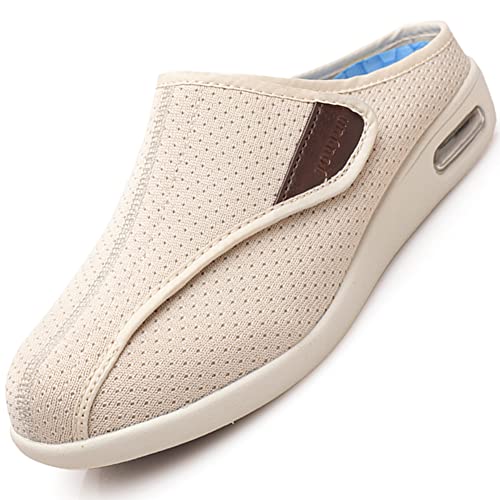 Schuhe für Geschwollene Füße, orthopädische Diabetiker Wanderschuhe orthopädische Schuhe für Damen Air Cushion Slip On Walking Shoes,Beige,37 EU von Aocase