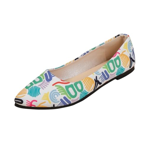 Aoklidil Ballerinas Damen Atmungsaktive Einzelschuhe Bunte Musterschuhe Flache Schuhe Flache Schuhe (A, 40) von Aoklidil