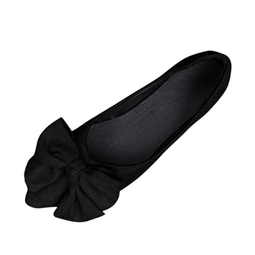 Aoklidil Ballerinas Damen -Schleifen-Freizeitschuhe, Spitze, rutschfeste Slip-on-Freizeitschuhe Flache Schuhe (Black, 39) von Aoklidil