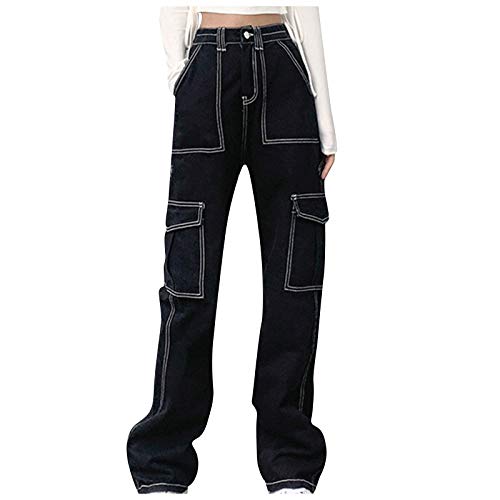 Aoklidil Jeans Damen Baggy Jeans Y2k Jeans Damen High Waist Boyfriend Jeans Damen Jeanshose Damen Schwarz Jeans Damen Breites Bein von Aoklidil