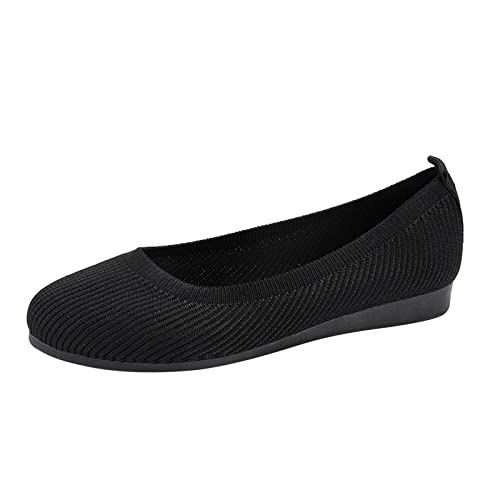 Ballerinas Damen Slip On Atmungsaktiv Mesh Leiche Freizeitschuhe Bequeme Turnschuhe Sportschuhe Indoor Outdoor Sommerschuhe Flats Schuhe für Frauen (A3-Black, 40) von Aoklidil