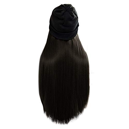 Beanie Haarperücke Hüte Haarperücke Beanie mit Straight Lange Perücke Haar Perücken Synthetische Wig für Frauen mit Pony Party Cosplay Kostüm Tägliche Perücke von Aoklidil