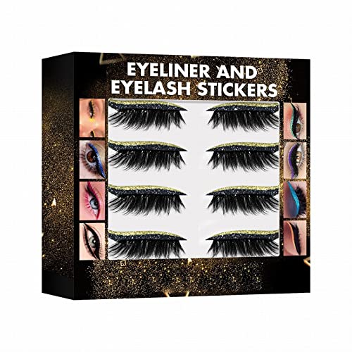 Wimpern Lashes Künstliche Lashes Eyeliner- und Wimpern-Aufkleber, 7-farbiger Glitter-Pulver-Eyeliner-Aufkleber, falsche Wimpern-Aufkleber, Bühnen-Augen-Make-up-Aufkleber, 4 (C, One Size) von Aoklidil