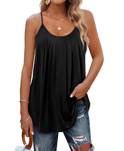 Aokosor Tank Top Tshirt Damen Blusen Tuniken für Damen Tops Sommer Locker Tunika ärmellos Oberteile Outfits 2025 Schwarz XL Aokosor Tank Top Tshirt Damen Blusen Tuniken für Damen Tops Sommer Locker Tunika ärmellos Oberteile Outfits 2025 Schwarz XL von Aokosor