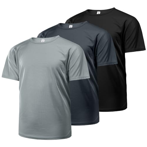 Aomig Sport Tshirts Herren, 3er Pack Sport Oberteile T-shirt Sommer, Funktionsshirt Kurzarm TShirts für Männer, Atmungsaktives, Schnell Trocknendes Kurzärmlige Trainingsshirt mit Schmaler Passform(M) von Aomig