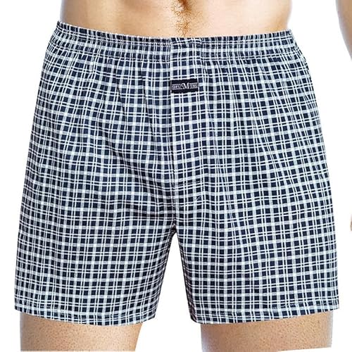 Aoouekul Schlafanzughose Herren Kurz Karierte Schlafshorts Kurze Pyjamahose Pyjama Hosen für Herren Pyjama Hose Schlafanzughosen (Navy Blau, L) von Aoouekul