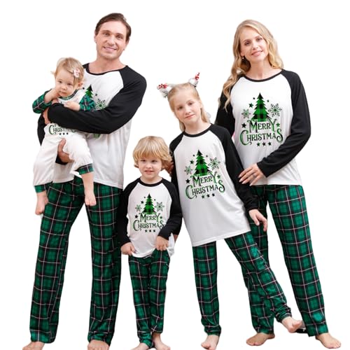 Aoouekul Weihnachtspyjama Familie Set Weihnachts Pyjama Damen Herren Kinder Baby Pet Christmas Schlafanzug Weihnachtsschlafanzug Couple (Weihnachten-3, L, Women) von Aoouekul