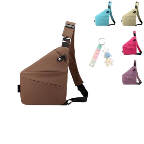 Wander Plus Anti-Diebstahl-Tasche, Wander Plus Anti-Diebstahl-Reisetasche, Anti-Diebstahl, Crossbody-Tasche für Damen und Herren, Sling Crossbody Taschen, trendige Reise, coffee, Right Shoulder von Aosrioylt