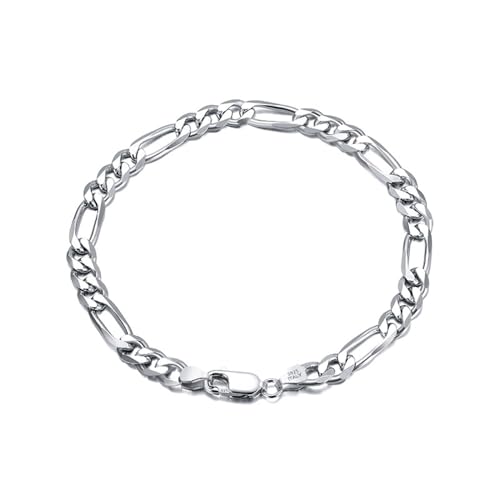 Aotiwe Armband Damen Silber, Sterling Silber Armband Figaro Kette Süße Armbänder 3.3mm 18cm Geschenke für Frauen von Aotiwe