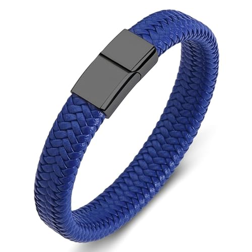 Aotiwe Bracelet Men Leather, Dünnes Armband Herren Geometrischer Typ Blau Armbänder Männer 20cm von Aotiwe
