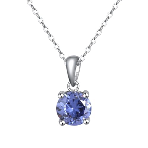 Aotiwe Collier Damen Hochzeit, Freundschaftskette Liebe Runde Form Damen Kette Set Blau Violett mit Zirkonia 925 Silber von Aotiwe