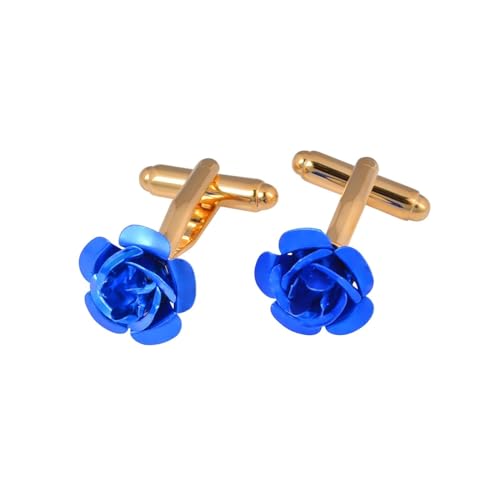 Aotiwe Cufflinks, Manschettenknöpfe Set Rosen Gold Blau aus Messing Witzige Geschenke von Aotiwe