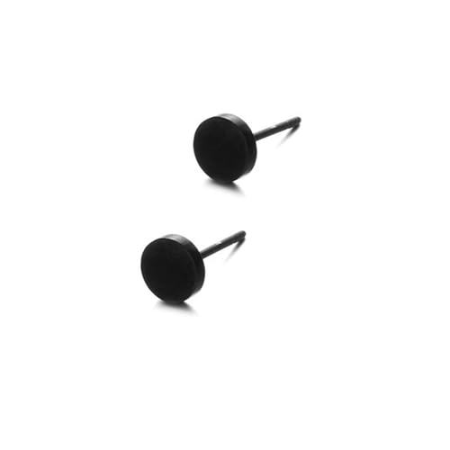 Aotiwe Damen Ohrringe, Ohrstecker Schwarz Runde Form 6mm Schwarz Stainless Steel Earrings von Aotiwe