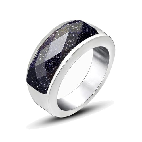 Aotiwe Eheringe, Ring Edelstahl Hochzeit Band mit Blauem Stein Silber Ringe Herren Cool Größe 54 (17.2) von Aotiwe