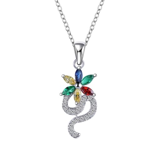 Aotiwe Freundschaftskette Erwachsene, Freundschaftskette Cool Schlangen Blume Damen Kette Modern Silber mit Bunt Marquiseschliff Zirkonia 925 Silber von Aotiwe