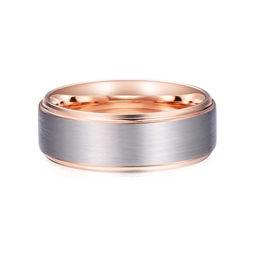 Aotiwe Freundschaftsringe Rosegold, Ring Hochzeit Matt Gebürstet Modeschmuck Ringe Wolfram Größe 52 (16.6) von Aotiwe