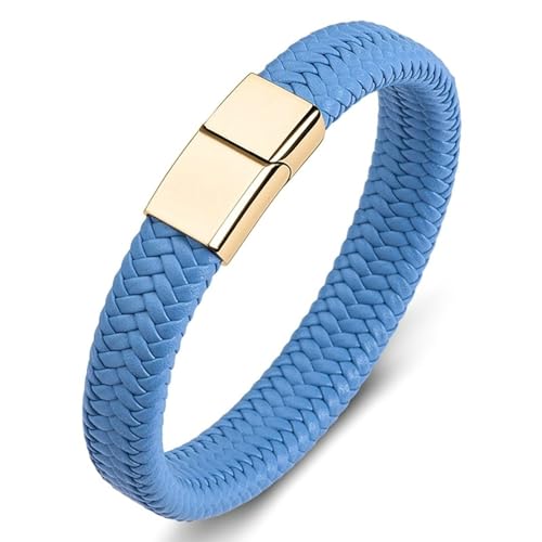 Aotiwe Friendship Bracelet Kit, Armbänder für Männer Geometrischer Typ Hellblau Bracelet Herren Pu Leder 16.5cm von Aotiwe