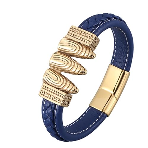Aotiwe Friendship Bracelet Kit, Armband Männer Gold 3 Kugel Lederarmreif Blau Armbänder für Herren Dünn Pu Leder 20.5cm von Aotiwe