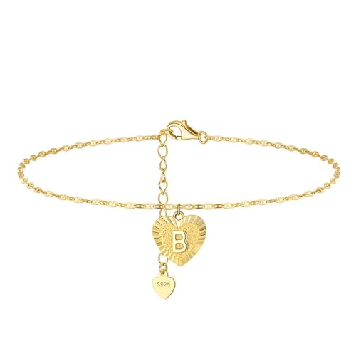 Aotiwe Fußkette Gold Chain Set, Fußkettchen für Damen Silber 925 Einfach Kette mit Buchstabe B Fußkettchen für Damen Boho von Aotiwe