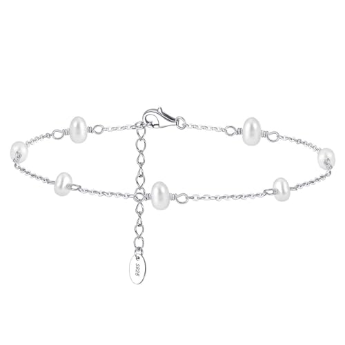 Aotiwe Fussketten für Frauen Silber, Fussketten für Frauen Silber 925 Charm Perlenkette Fußkette Boho Damen von Aotiwe