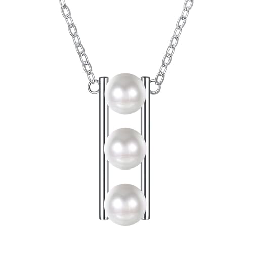 Aotiwe Halsketten für Frauen, Cute Necklace 3 Perlen Necklace Chain Silber 925 Silber Freundin Geschenk von Aotiwe