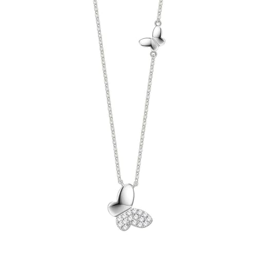 Aotiwe Kette Damen, Halskette Silber 925 Schmetterling Necklace for Women Silber mit Weiß Rundschliff Zirkonia von Aotiwe