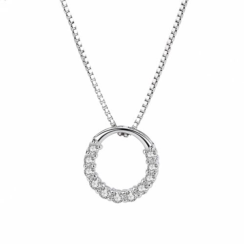 Aotiwe Kette Damen Silber Set, Collier Damen Modeschmuck Schlüsselbein Kettenkreis Collier Hochzeit Box Kette mit Weiß Zirkonia 925 Silber von Aotiwe