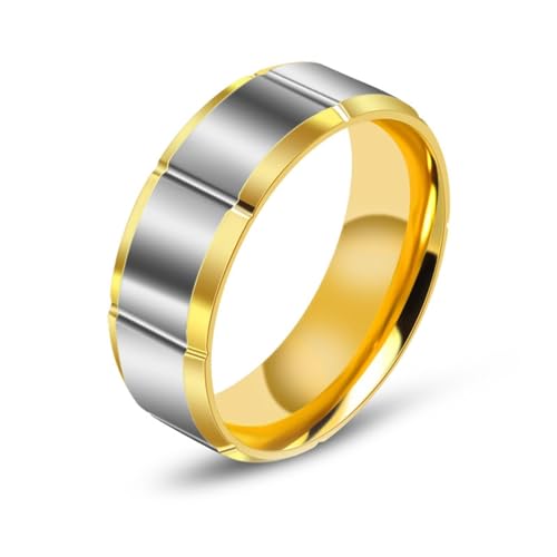 Aotiwe Männer Ringe Set, Zeigefinger Ring Zweifarbig Poliert 6,9mm Silber Gold Schmuck Ringe Edelstahl Größe 54 (17.2) von Aotiwe