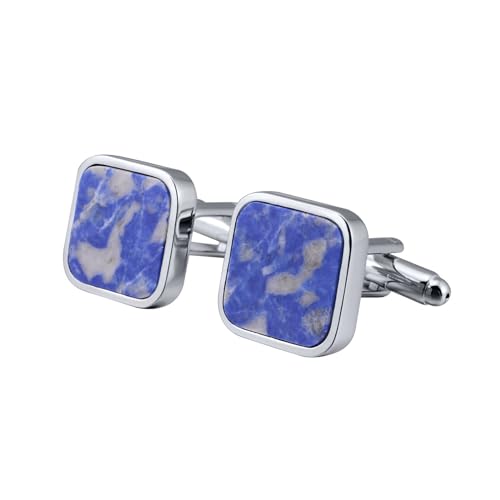 Aotiwe Manschettenknöpfe Vintage, Cufflinks Funny Quadratischer Zirkonia Silber Blau aus Messing von Aotiwe