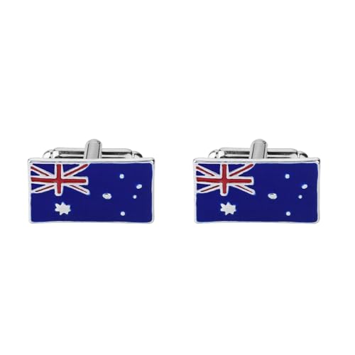 Aotiwe Mens Cufflinks, Manchettenknoepfe Trauzeuge australische Flagge Silber Blau aus Metalllegierung von Aotiwe