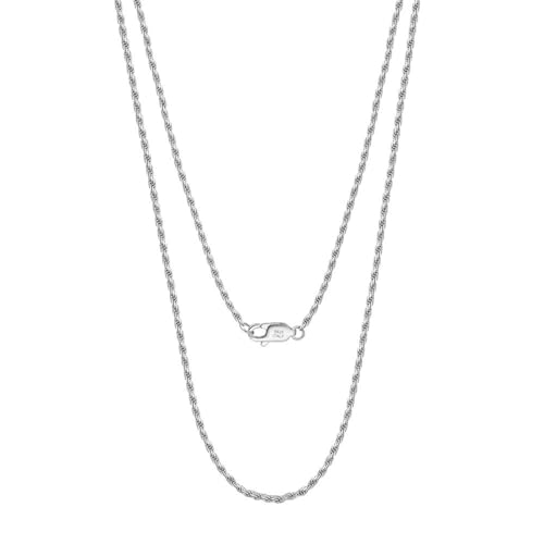 Aotiwe Necklace Women Aesthetic, Damen Kette Seilkette 1,5 mm Kette Damen Hochzeit Silber 925 Silber 50cm von Aotiwe