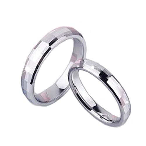 Aotiwe Paar Band Ringe Silber Ringe Quadrat, Wolfram Damen 54 (17.2) & Herren 72 (22.9) von Aotiwe