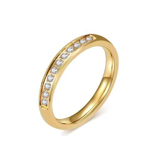 Aotiwe Ring Damen Gold, D Ring Edelstahl Polierter 4mm Zirkoniaring Fingerring Damen Set Größe 54 (17.2) von Aotiwe
