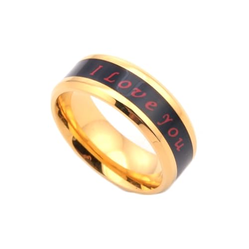 Aotiwe Ring Gold Damen, Ring Damen Vintage I Love You aus Titan Stahl Größe 65 (20.7) Geschenk Hochzeit von Aotiwe