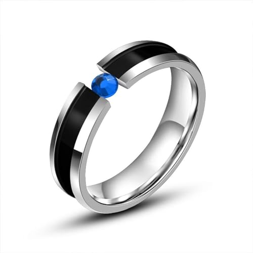 Aotiwe Ring Männer Cool, Ring Set Herren 5mm mit Blauem Zirkonia Silber Schwarz Eheringe für Männer Edelstahl Größe 60 (19.1) von Aotiwe