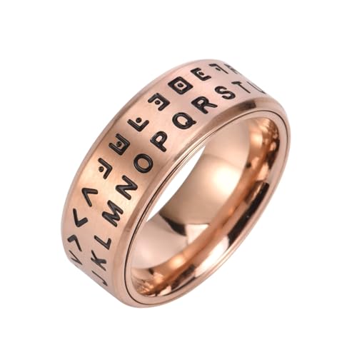 Aotiwe Ring Rosegold Herren, Ringe Herren Hochzeit Spinner mit 26 Buchstaben aus Edelstahl Größe 54 (17.2) von Aotiwe
