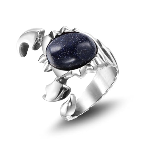 Aotiwe Ringe Herren Silber, Ring Stahl Skorpion mit Blauem Stein Eheringe für Herren Größe 62 (19.7) von Aotiwe