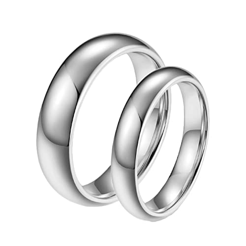 Aotiwe Ringe Jahrestag, Ringe für Männer Christ 6 mm 4 mm Polierter Silber Ring Wolframkarbid Größe Damen 62 (19.7) & Herren 65 (20.7) von Aotiwe