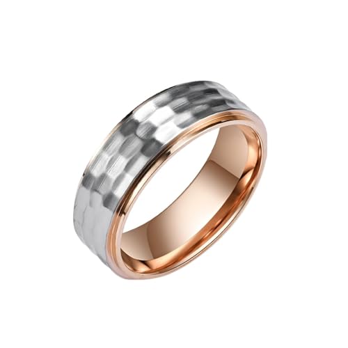 Aotiwe Rosegold Ring, Mens Rings Geometrische Bicolor aus Edelstahl Größe 65 (20.7) Geschenk Hochzeitstag von Aotiwe