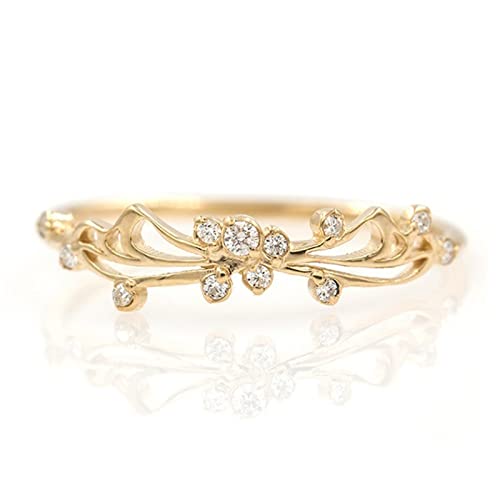 Aotiwe Schmetterling Ring, für Freundin Geschenke mit Zirkonia Kupfer Hochzeit Ring Schmuck für Damen Frauen und Mädchen Gold Größe 62 von Aotiwe