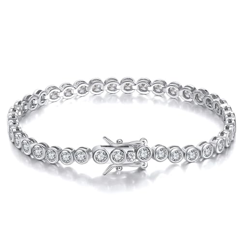 Aotiwe Silber Armband 925 Damen, Silber Armband 925 Tenniskette Armband 3.0mm 16.5cm mit Weiß Rundschliff Zirkonia von Aotiwe