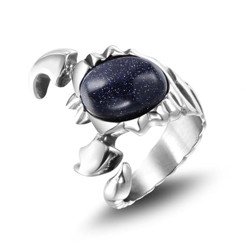 Aotiwe Silber Ringe Boho, Eheringe aus Edelstahl Skorpion mit Blauem Stein Promise Ring Beste Freundin Größe 60 (19.1) von Aotiwe