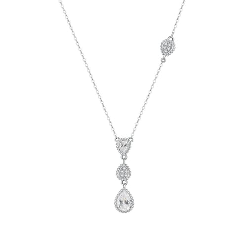 Aotiwe Silberkette Set, Necklace Aesthetic Vintage Wassertropfen Collier Damen Hochzeit mit Weiß Zirkonia 925 Silber 45+5cm von Aotiwe