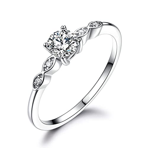 Aotiwe Vintage Ringe Damen, Ring Damen Silber Runder Einfacher Weißer Zirkonia 925 Silber Größe 65 (20.7) von Aotiwe