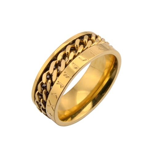Goldene Ringe, Ringe Herren Dünn Drehbar aus Titan Stahl Größe 60 (19.1) Lustige Geschenke für Männer von Aotiwe