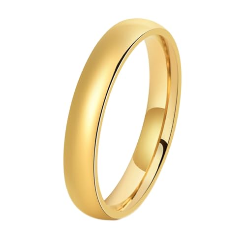 Ring Frauen Vergoldet, Ringe Frauen Set Poliert 4mm aus Wolfram Größe 52 (16.6) Schmuck Damen von Aotiwe