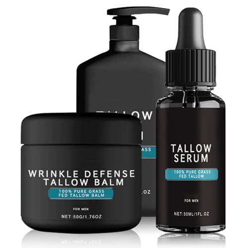 Forge Wrinkle Defense Tallow Balm, Gesichtspflegeset für Männer (Tallow Cream + Tallow Night Serum + Tallow Face Wash), 100% natürlicher Talg, reduziert feine Linien, Anti-Falten (1 Set) von Aotonos