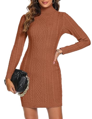 Aottori Damen Strickkleid Rollkragen Pulloverkleid Elegant Winterkleid Langarm Pullover Kleid Strickpullover Warm Pullikleid Freizeitkleider für Herbst Winter Karamell S Aottori Damen Strickkleid Rollkragen Pulloverkleid Elegant Winterkleid Langarm Pullover Kleid Strickpullover Warm Pullikleid Freizeitkleider für Herbst Winter Karamell S von Aottori