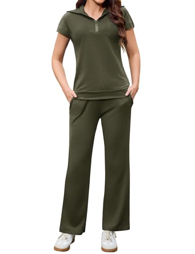 Aottori Freizeitanzug Damen Zweiteiler Hausanzug Sommer Outfits Tracksuit Kurzarm 2 teiler Jogginganzug Trainingsanzug Sport Lounge Set Elegant Loungewear Homewear Armeegrün L Aottori Freizeitanzug Damen Zweiteiler Hausanzug Sommer Outfits Tracksuit Kurzarm 2 teiler Jogginganzug Trainingsanzug Sport Lounge Set Elegant Loungewear Homewear Armeegrün L von Aottori