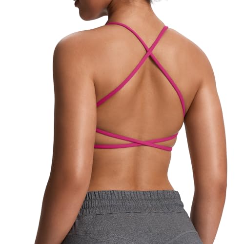 Aoxjox Damen Workout Sport BHS Fitness Rückenfrei Gepolstert Ivy Low Impact BH Yoga Crop Tank Top, Rosenrot, small Aoxjox Damen Workout Sport BHS Fitness Rückenfrei Gepolstert Ivy Low Impact BH Yoga Crop Tank Top, Rosenrot, small von Aoxjox